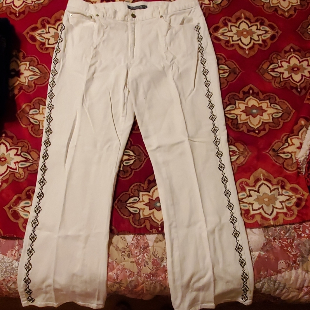 Ralph Lauren Lauren Jeans Co white beaded jeans